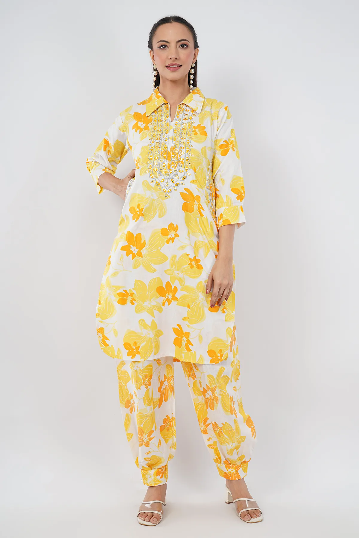 IL FILO Women’s Afghani Yellow Cotton Blend Co-Ord Set | Comfortable Daily Wear & Office Wear Outfit - Image 5