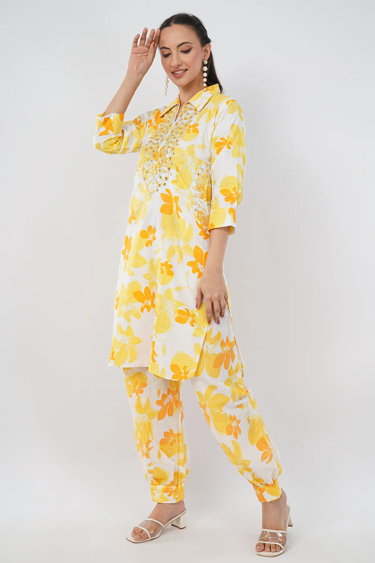 IL FILO Women’s Afghani Yellow Cotton Blend Co-Ord Set | Comfortable Daily Wear & Office Wear Outfit - Image 6