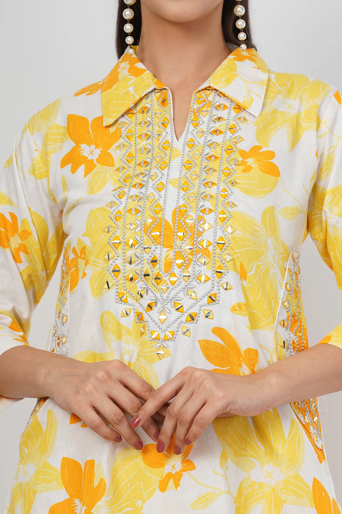 IL FILO Women’s Afghani Yellow Cotton Blend Co-Ord Set | Comfortable Daily Wear & Office Wear Outfit - Image 3