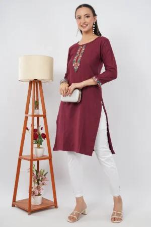 IL FILO Women’s Burgundy Wool Blend Co-Ord Set | Comfortable Daily Wear & Office Wear Outfit